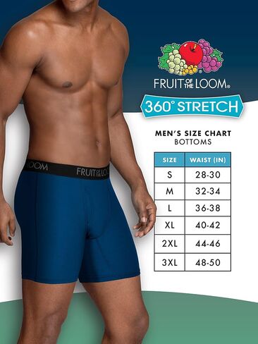 Fruit of the Loom Men's 360 Stretch Boxer Briefs, High Performance Stretch, Quick Dry & Moisture Wicking in Saudi Arabia