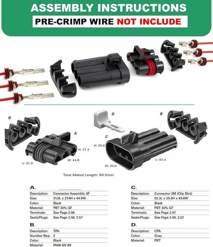 2-Pack، 46Amp (3-PIN) أطراف موصلات مقاومة للماء وأختام 10-12-14-16 AWG in Kuwait