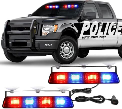 HLauto 2002L أضواء الطوارئ القوية: 2x8.5 بوصة أضواء أمان بيضاء كهرمانية، 48 LED تحذير وامض من خطر الزجاج الأمامي وقضبان ضوء المرور للشاحنات ومركبات البناء in Kuwait
