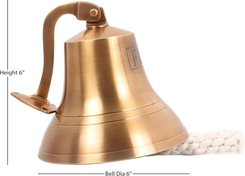 6" Wall Hanging Antique Brass Bell Hanging Nautical Ships Bell (U.S.Navy) Engraved in Box in Saudi Arabia