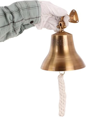 6" Wall Hanging Antique Brass Bell Hanging Nautical Ships Bell (U.S.Navy) Engraved in Box in Saudi Arabia