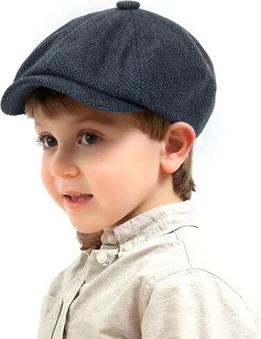Kids Boys Wool Newsboy Cap - Vintage Tweed Flat Beret Cabbie Hat for Toddler Boys Girls Pageboy(for 4 to 9 Years) in Saudi Arabia