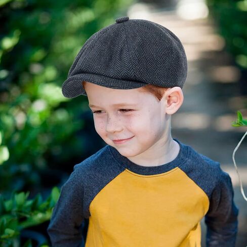 Kids Boys Wool Newsboy Cap - Vintage Tweed Flat Beret Cabbie Hat for Toddler Boys Girls Pageboy(for 4 to 9 Years) in Saudi Arabia