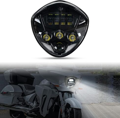 مجموعة المصابيح الأمامية LED للنصر 05-18، مصباح أمامي LED للدراجة النارية باللون الأسود من أجل Polaris Victory Cross Roads Country Hammer Kingpin Vegas Boardwalk Jackpot 2005-2018 in Saudi Arabia