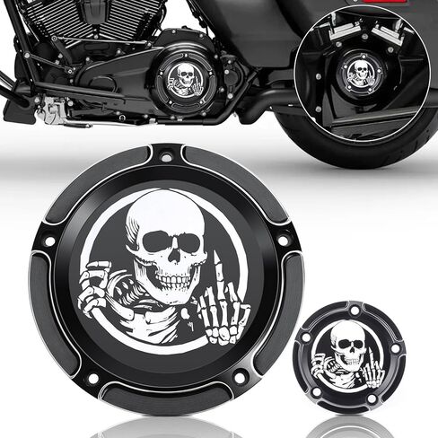 غطاء محرك توقيت ديربي متوافق مع Twin Cam Touring Road King Electra Glide FLHR FLHX FXST Dyna Softail 1999-2014 (جمجمة) in Kuwait