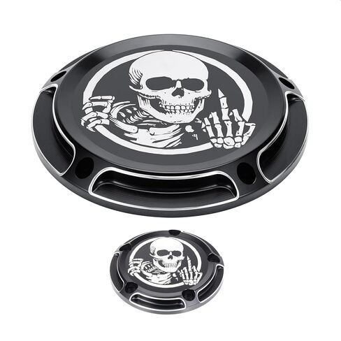 غطاء محرك توقيت ديربي متوافق مع Twin Cam Touring Road King Electra Glide FLHR FLHX FXST Dyna Softail 1999-2014 (جمجمة) in Kuwait