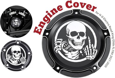 غطاء محرك توقيت ديربي متوافق مع Twin Cam Touring Road King Electra Glide FLHR FLHX FXST Dyna Softail 1999-2014 (جمجمة) in Kuwait