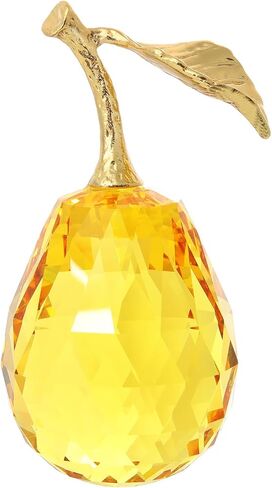 Crystal Pear Figurines Fruit Handmade Glass Figurines Home Decor Collectible Paperweight Art Craft Table Decorations (Yellow) in Saudi Arabia