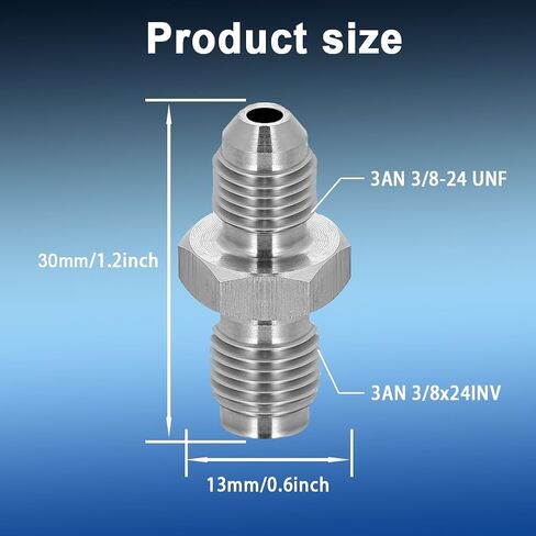 3AN Male to 3AN 3/8-24 Male Inverted Flare Stainless Steel Brake Adapter Fitting Connector(1pcs) in Saudi Arabia