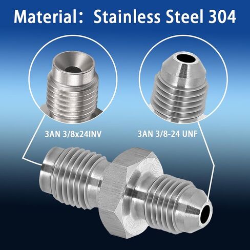 3AN Male to 3AN 3/8-24 Male Inverted Flare Stainless Steel Brake Adapter Fitting Connector(1pcs) in Saudi Arabia