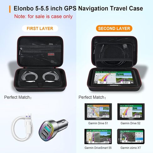 حقيبة حمل Elonbo GPS لجهاز Garmin GPS Navigator مقاس 6-8 بوصة، أسود -6-8 بوصة in Kuwait
