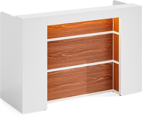LITTLE TREE 63 Inches Reception Desk, Modern Reception Table with LED Light, Front Counter Desk, Wooden Checkout Counter for Lobbies, Salons, Retail, Home Offices, Reception Room, Black & Brown in Kuwait
