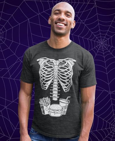 Funny Couples Maternity Halloween Costumes Ribcage Burger Fries Skeleton Baby Matching T-Shirt Set in Saudi Arabia