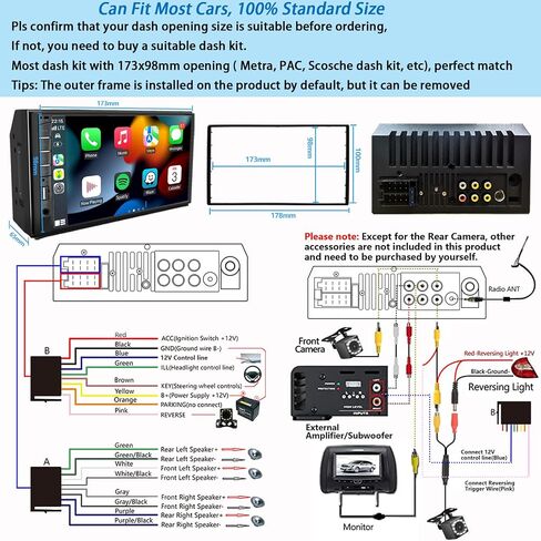 Naifay Car Stereo Double Din Radio with Bluetooth Car Audio Receivers in Kuwait