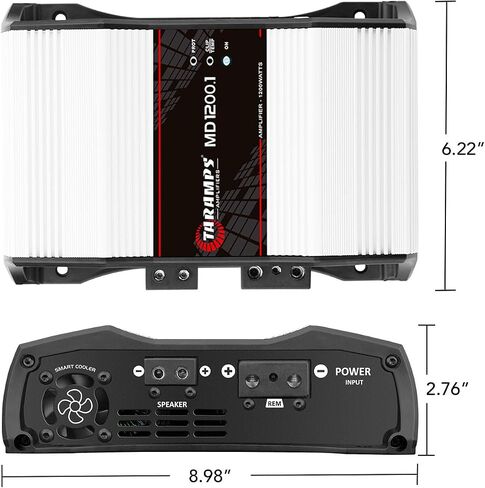 Taramps MD 1200.1 مضخم صوت كامل النطاق 1200 واط RMS 1 أوم 1 قناة مضخم صوت أحادي عالي الكفاءة فئة D، تعزيز صوت السيارة أحادي الكتلة، كروس، أمبير عالي الطاقة in Saudi Arabia
