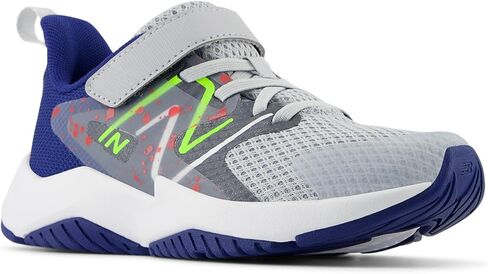 New Balance Rave Run V2 Bungee Lace with Top Strap Shoe, Granite/Inkwell/Pixel Green, 2 Wide US Unisex Little_Kid in Saudi Arabia