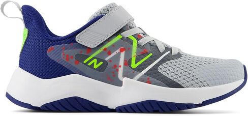 New Balance Rave Run V2 Bungee Lace with Top Strap Shoe, Granite/Inkwell/Pixel Green, 2 Wide US Unisex Little_Kid in Saudi Arabia