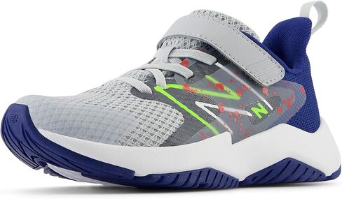 New Balance Rave Run V2 Bungee Lace with Top Strap Shoe, Granite/Inkwell/Pixel Green, 2 Wide US Unisex Little_Kid in Saudi Arabia