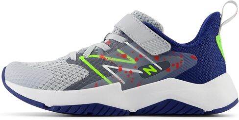 New Balance Rave Run V2 Bungee Lace with Top Strap Shoe, Granite/Inkwell/Pixel Green, 2 Wide US Unisex Little_Kid in Saudi Arabia