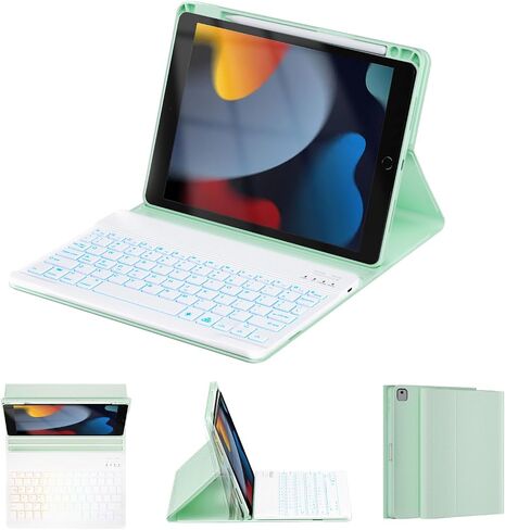 OYEEICE Keyboard Case for iPad 9th Generation - Wireless Detachable Keyboard Folio Cover with Pencil Holder for iPad 9th/8th/7th Gen 10.2 inch, iPad Pro 10.5" & iPad Air 3rd Gen - Black in Saudi Arabia