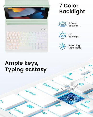 OYEEICE Keyboard Case for iPad 9th Generation - Wireless Detachable Keyboard Folio Cover with Pencil Holder for iPad 9th/8th/7th Gen 10.2 inch, iPad Pro 10.5" & iPad Air 3rd Gen - Black in Saudi Arabia