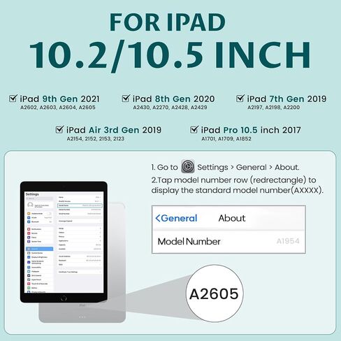 OYEEICE Keyboard Case for iPad 9th Generation - Wireless Detachable Keyboard Folio Cover with Pencil Holder for iPad 9th/8th/7th Gen 10.2 inch, iPad Pro 10.5" & iPad Air 3rd Gen - Black in Saudi Arabia