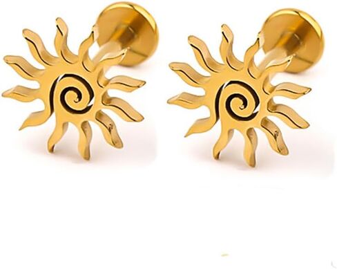 16G Sun Lip Rings Cartilage Earrings for Women Men Surgical Steel Minimalist Labret Monroe Lip Rings Tragus Helix Studs Earrings Body Piercing Jewelry in Kuwait