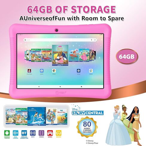 Contixo 10" Android Kids Tablet 64GB, includes 80+ Disney Storybooks & Stickers (Value $350), Kid-Proof Case with Kickstand & Stylus, (2023 Model) - Blue in Kuwait