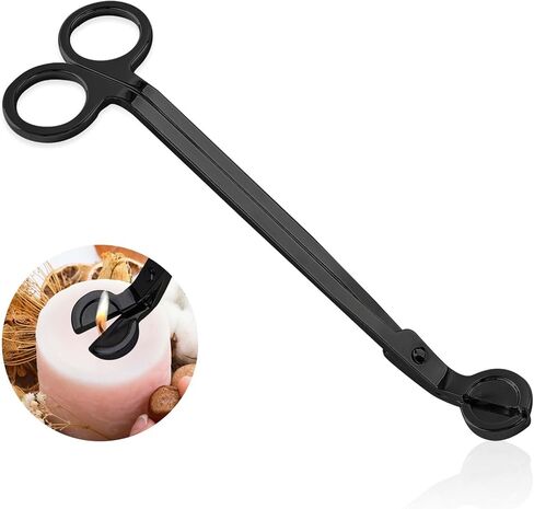 أداة تشذيب فتيل الشموع، قاطع فتيل الشمع من الفولاذ المقاوم للصدأ، مقص شمعة الفتيل يمكن أن يصل إلى عمق الشموع لقطع الفتائل المستهلكة، ومنع تراكم السخام والحرق النظيف (أسود) in Kuwait