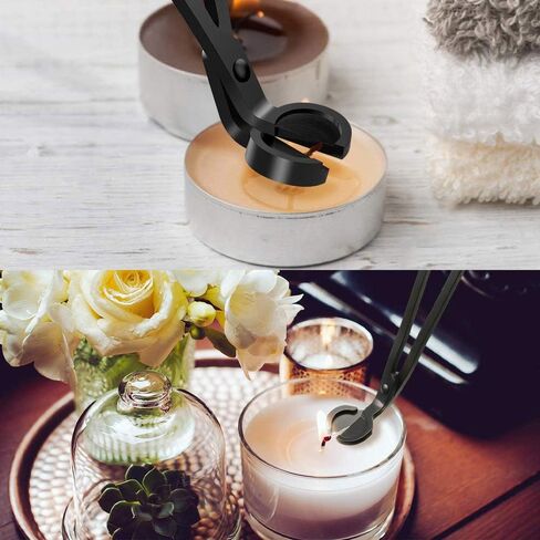 أداة تشذيب فتيل الشموع، قاطع فتيل الشمع من الفولاذ المقاوم للصدأ، مقص شمعة الفتيل يمكن أن يصل إلى عمق الشموع لقطع الفتائل المستهلكة، ومنع تراكم السخام والحرق النظيف (أسود) in Kuwait