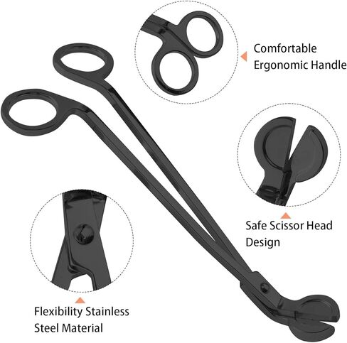 أداة تشذيب فتيل الشموع، قاطع فتيل الشمع من الفولاذ المقاوم للصدأ، مقص شمعة الفتيل يمكن أن يصل إلى عمق الشموع لقطع الفتائل المستهلكة، ومنع تراكم السخام والحرق النظيف (أسود) in Kuwait