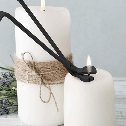 أداة تشذيب فتيل الشموع، قاطع فتيل الشمع من الفولاذ المقاوم للصدأ، مقص شمعة الفتيل يمكن أن يصل إلى عمق الشموع لقطع الفتائل المستهلكة، ومنع تراكم السخام والحرق النظيف (أسود) in Kuwait