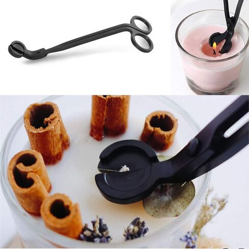 أداة تشذيب فتيل الشموع، قاطع فتيل الشمع من الفولاذ المقاوم للصدأ، مقص شمعة الفتيل يمكن أن يصل إلى عمق الشموع لقطع الفتائل المستهلكة، ومنع تراكم السخام والحرق النظيف (أسود) in Kuwait