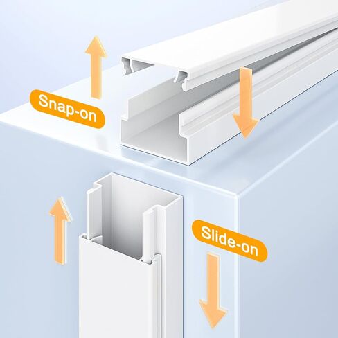 Delamu Cord Hider, 157in Wire Covers for Cords on Wall, Premium Cable Hider Cord Covers for Wires, Cable Management Wire Hiders for TV, Cable Raceway Kit, W0.95 H0.55in, White in Kuwait