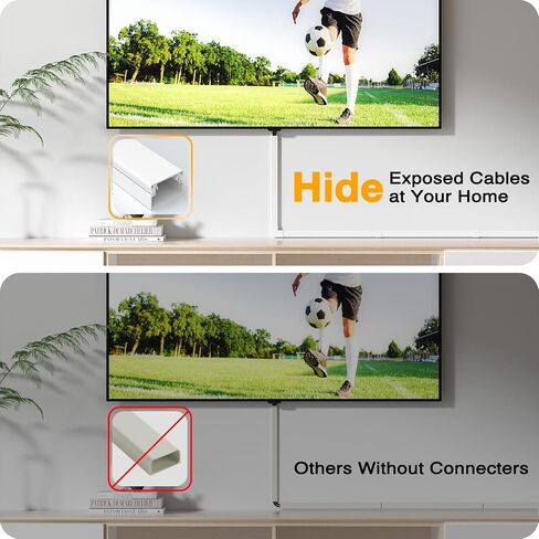 Delamu Cord Hider, 157in Wire Covers for Cords on Wall, Premium Cable Hider Cord Covers for Wires, Cable Management Wire Hiders for TV, Cable Raceway Kit, W0.95 H0.55in, White in Kuwait