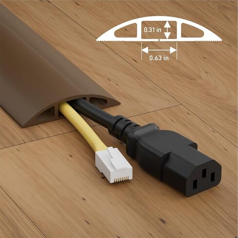 D-Line 6ft Floor Cord Cover, Cable Protector, Hide Extension Cords, Protect Cords, Prevent Cable Trips, Heavy Duty Cord Hider - Cable Cavity = 0.63" (W) x 0.31" (H) - Black in Kuwait