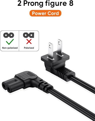 CableCreation 10 أقدام 18 AWG سلك طاقة بزاوية غير مستقطبة بزاوية 2 فتحة لاستبدال Samsung TV LG TCL (IEC320 C7 إلى Nema 1-15P)، 3M in Kuwait