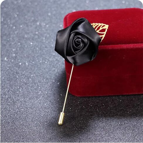 Gentleman's Suit Flower Brooch Handmade Lapel Pin Boutonniere Stick Corsage Accessory Multicolor Rose Satin Tuxedo Groom Wedding Banquet Party in Saudi Arabia
