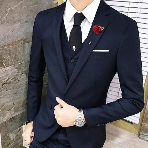 Gentleman's Suit Flower Brooch Handmade Lapel Pin Boutonniere Stick Corsage Accessory Multicolor Rose Satin Tuxedo Groom Wedding Banquet Party in Saudi Arabia