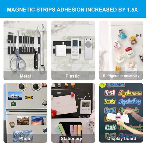 Magnetic Strips with Adhesive Backing Magnet - Heavy Duty Sticky Magnet for DIY Projects - 10 Pack with Metal Plates - Cut to Shape - Strong Hold & Durable - Ideal for Tool Racks (10 Pcs) in Saudi Arabia
