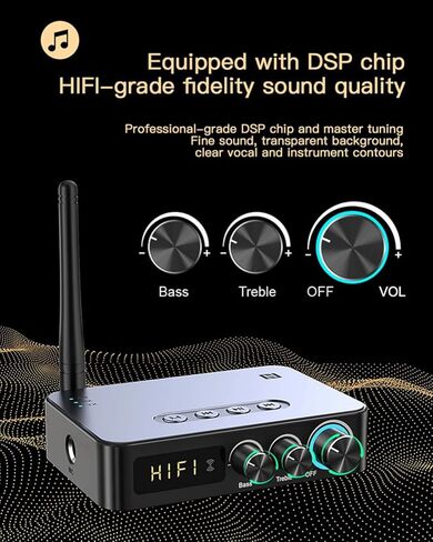 Bluetooth 5.1 Transmitter Receiver for TV 4-in-1 Wireless Bluetooth Adapter with Optical AUX RCA 6.5 Mic Connection, Low Latency NFC Audio Adapter with FM Radio Simultaneously for Home Party KTV in Kuwait