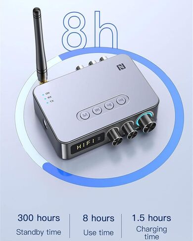 Bluetooth 5.1 Transmitter Receiver for TV 4-in-1 Wireless Bluetooth Adapter with Optical AUX RCA 6.5 Mic Connection, Low Latency NFC Audio Adapter with FM Radio Simultaneously for Home Party KTV in Kuwait