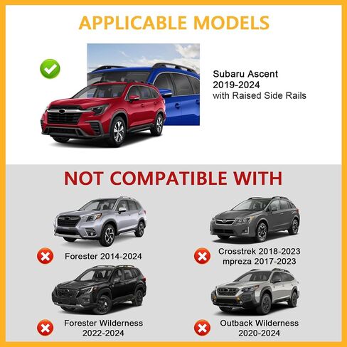 220lbs Roof Rack Cross Bars Compatible with Subaru Ascent 2019-2024 with Raised Side Rails, Heavy Duty Anti-Theft Lockble Aluminum Roof Rails Crossbars Rooftop Luggage Racks Carrier in Saudi Arabia