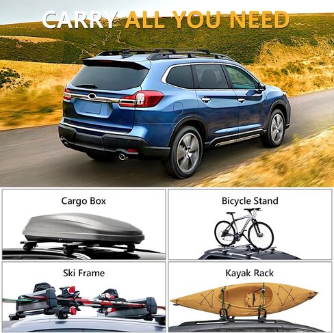 220lbs Roof Rack Cross Bars Compatible with Subaru Ascent 2019-2024 with Raised Side Rails, Heavy Duty Anti-Theft Lockble Aluminum Roof Rails Crossbars Rooftop Luggage Racks Carrier in Saudi Arabia