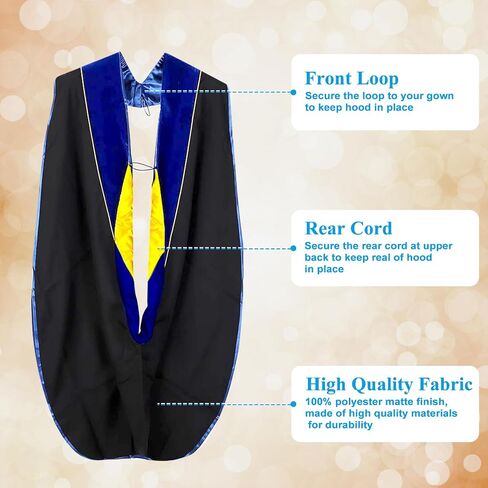 Unisex Doctoral Graduation Gown with Gold Piping | Academic doctoral Cap and Gown for Graduation Ceremony in Saudi Arabia