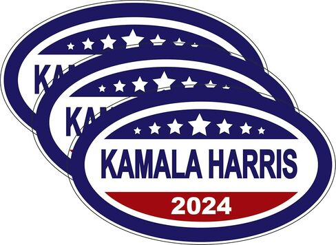 Kamala Harris 2024 Decal Sticker for President 3 pack Oval stickers 3.25x5.5" in Saudi Arabia