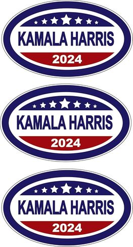 Kamala Harris 2024 Decal Sticker for President 3 pack Oval stickers 3.25x5.5" in Saudi Arabia