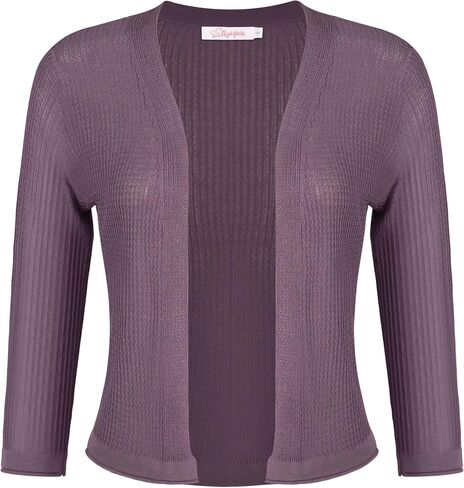 Women's 3/4 Sleeve Shrug Open Front Lightweight Cropped Bolero Cardigan in Saudi Arabia