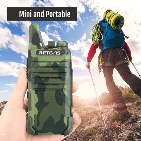 Retevis RT22 Compact & Lightweight FRS Walkie Talkies Long Range (4 Pack) | For Small Business, Camping, Hiking, Cruise, Safe Short Antenna, Comfortable to Carry, Loud & Clear Audio, USB-C in Kuwait