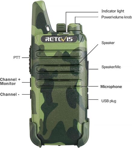 Retevis RT22 Compact & Lightweight FRS Walkie Talkies Long Range (4 Pack) | For Small Business, Camping, Hiking, Cruise, Safe Short Antenna, Comfortable to Carry, Loud & Clear Audio, USB-C in Kuwait
